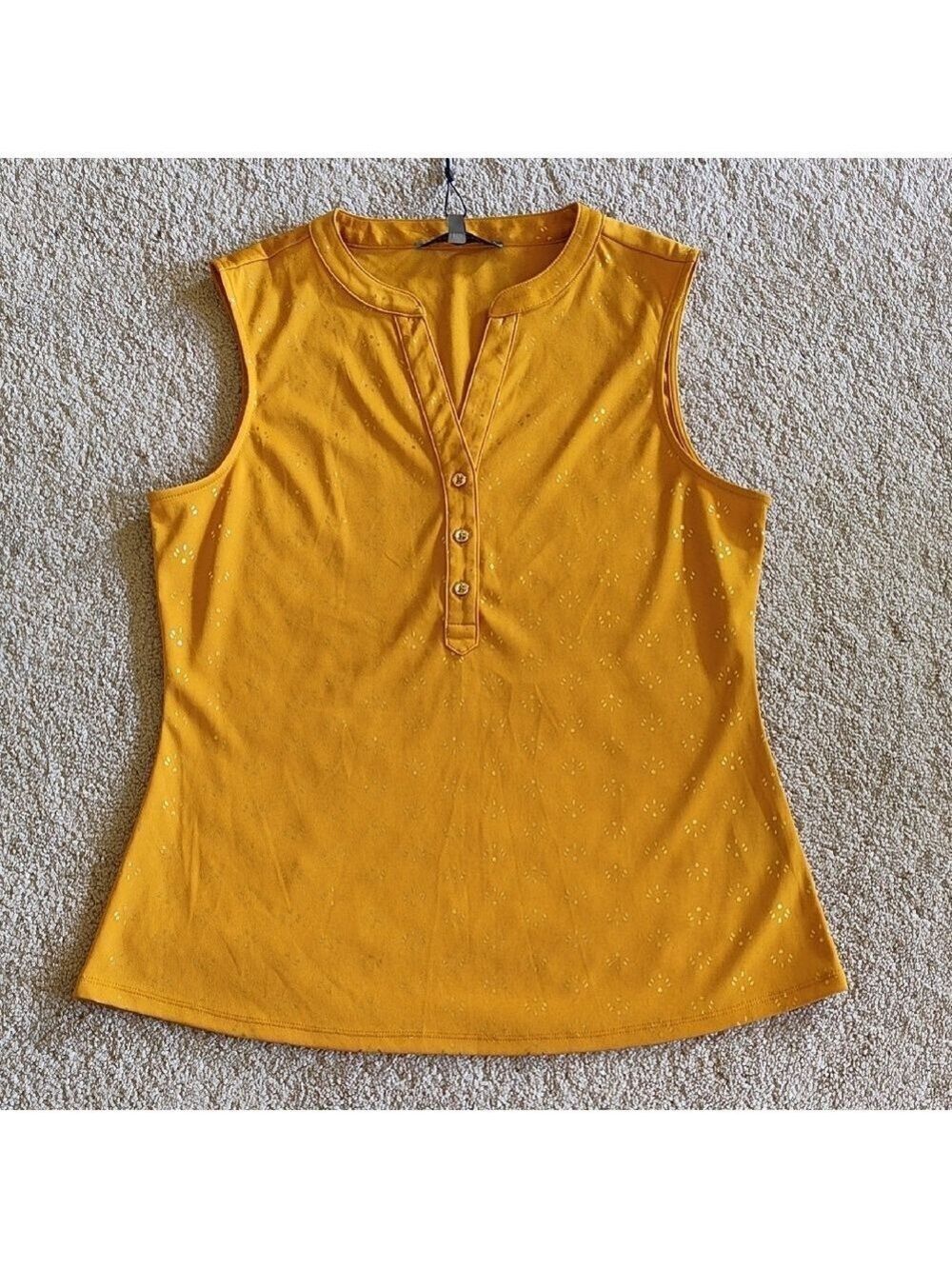 Christopher & Banks Yellow Sleeveless Blouse
